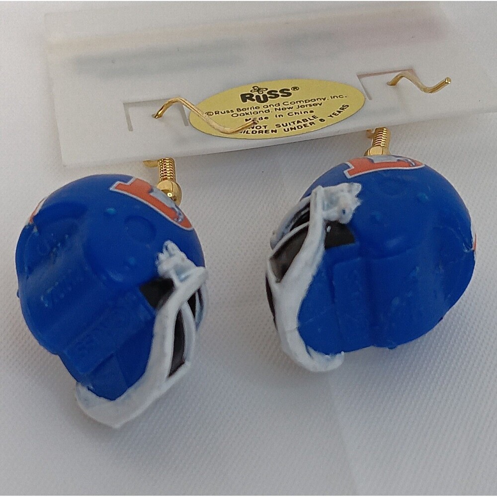 Team NFL Touchdown Danglers Earrings Mini Denver Broncos Helmets & Tac Pin Lot - Picture 3 of 11